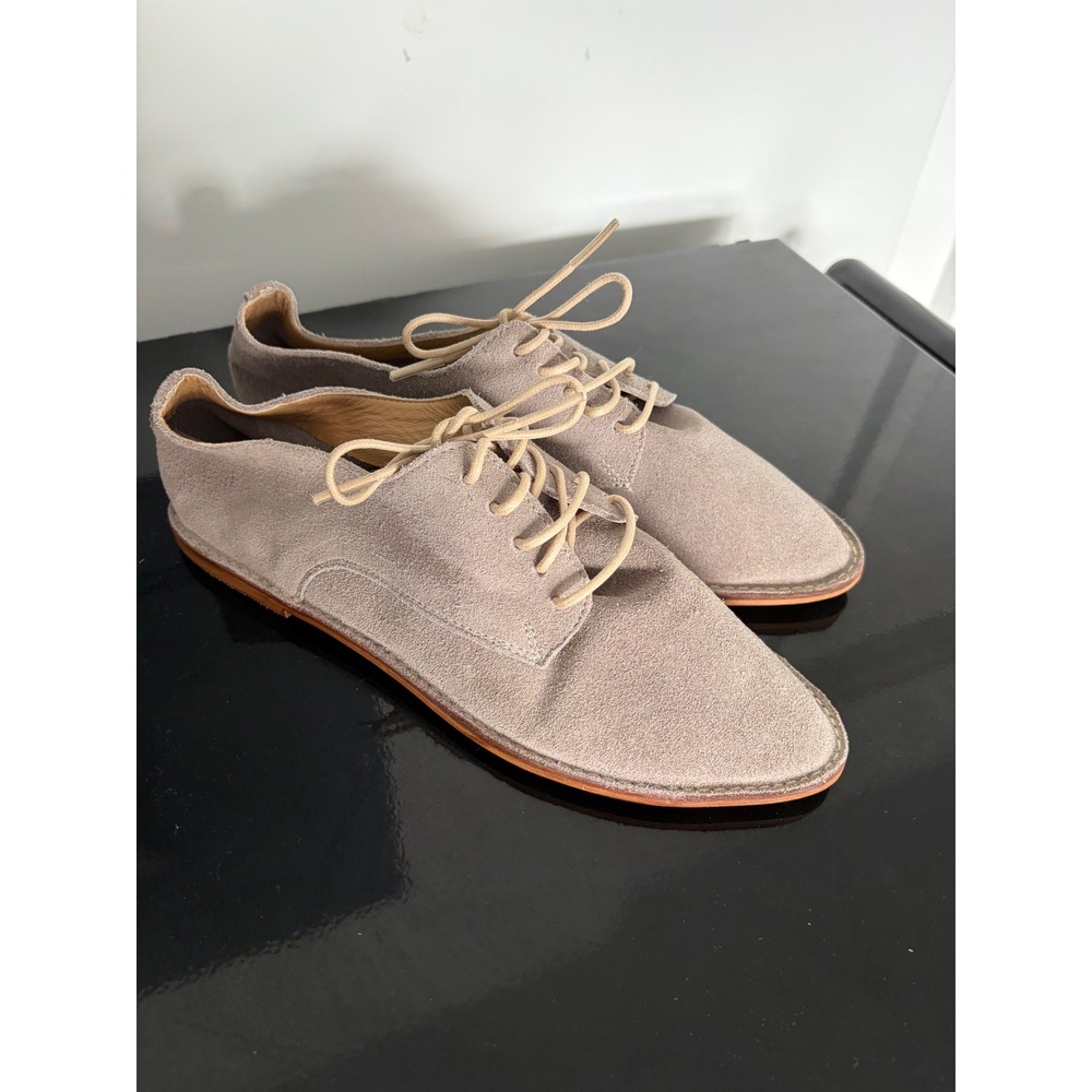 KAANAS Womens Taupe Suede Pointed Toe Lace Up Oxford Size 7 Made in Colombia